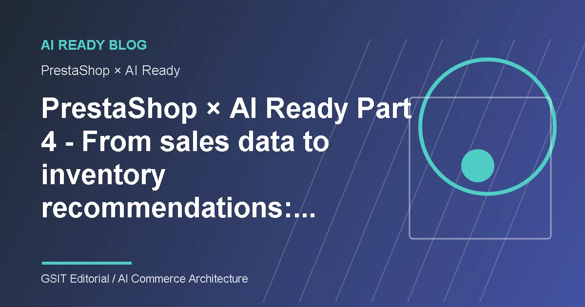 PrestaShop × AI Ready Part 4: From sales data to inventory recommendations: How AI assists PrestaShop in trend forecasting Schematic diagram of AI Ready ecommerce content management and system integration